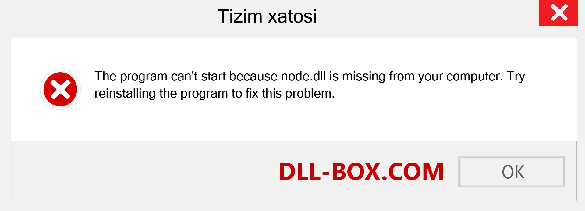 node.dll fayli yo'qolganmi?. Windows 7, 8, 10 uchun yuklab olish - Windowsda node dll etishmayotgan xatoni tuzating, rasmlar, rasmlar